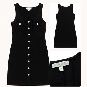 Riley & James Black Button-Front Stretch Dress – Size M (Fits Small/Medium)